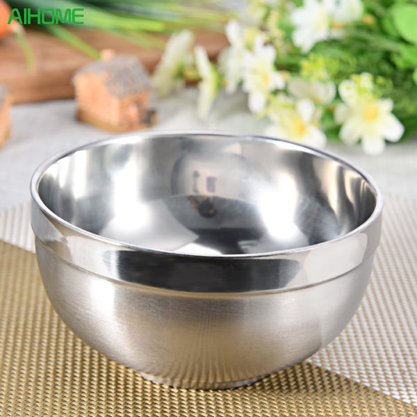 Family Dinnerware Rice Bowls Kids Double Layer Stainless Steel