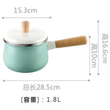 enamel wood handle milk pot soup saucepan
