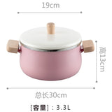 enamel wood handle milk pot soup saucepan