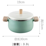 enamel wood handle milk pot soup saucepan