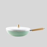 enamel wood handle milk pot soup saucepan