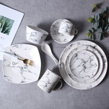 Marble pattern china Porcelain Dinner Dining Snacks Desserts Salad Fruit Plate Serving Dish Tableware Dinnerware Microwave safe