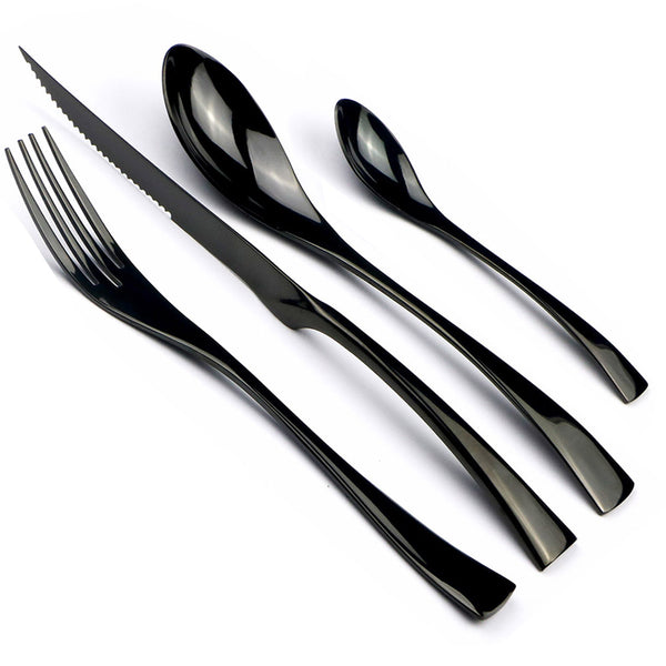 24piece Rainbow Black Flatware Cutlery Set