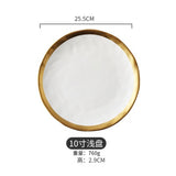 European Style Ceramic Gold Plate Retro Porcelain Tableware Set