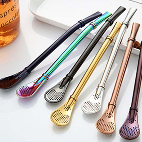 Drinking Straw Stainless Steel Yerba Mate Straw Gourd Bombilla Filter Spoons Reusable Metal Pro Tea Tools Bar Accessories
