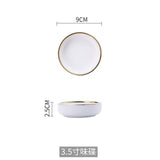 Ceramic Gold Inlay White Black Plates Steak Food Dish Nordic Style Tableware