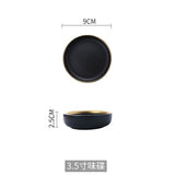 Ceramic Gold Inlay White Black Plates Steak Food Dish Nordic Style Tableware