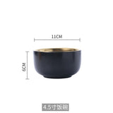 Ceramic Gold Inlay White Black Plates Steak Food Dish Nordic Style Tableware