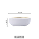 Ceramic Gold Inlay White Black Plates Steak Food Dish Nordic Style Tableware