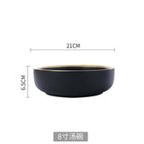 Ceramic Gold Inlay White Black Plates Steak Food Dish Nordic Style Tableware