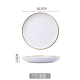 Ceramic Gold Inlay White Black Plates Steak Food Dish Nordic Style Tableware