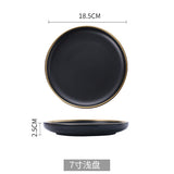 Ceramic Gold Inlay White Black Plates Steak Food Dish Nordic Style Tableware