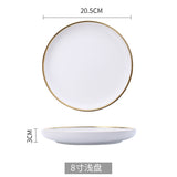 Ceramic Gold Inlay White Black Plates Steak Food Dish Nordic Style Tableware
