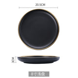Ceramic Gold Inlay White Black Plates Steak Food Dish Nordic Style Tableware