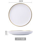 Ceramic Gold Inlay White Black Plates Steak Food Dish Nordic Style Tableware