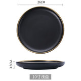 Ceramic Gold Inlay White Black Plates Steak Food Dish Nordic Style Tableware