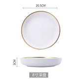 Ceramic Gold Inlay White Black Plates Steak Food Dish Nordic Style Tableware