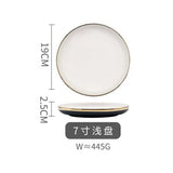 Blue Ceramic Gold Rim Dinner Plate Royal retro Tableware Set