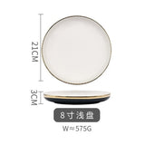 Blue Ceramic Gold Rim Dinner Plate Royal retro Tableware Set
