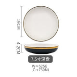 Blue Ceramic Gold Rim Dinner Plate Royal retro Tableware Set