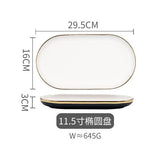Blue Ceramic Gold Rim Dinner Plate Royal retro Tableware Set