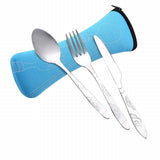 Hifuar 3Pcs/set Portable Stainless Steel Cutlery Set camping