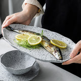New Design Granite Pattern Ceramic Food Plate