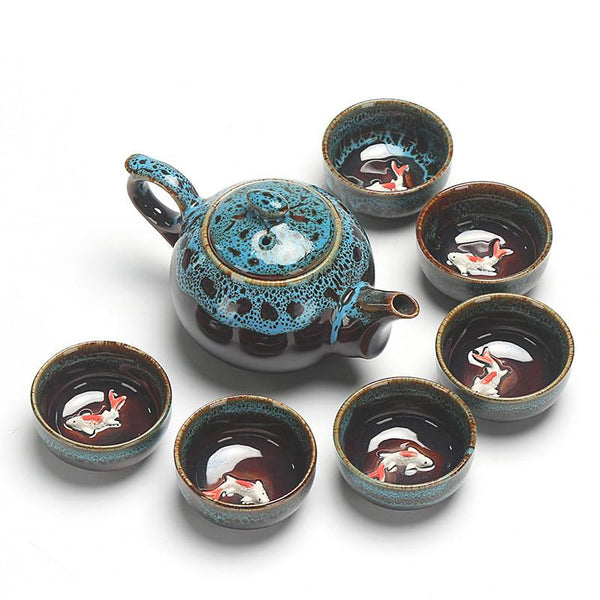 Ceramic Glaze Teacups Chinese Kung Fu Teaware Sets
