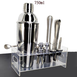 Stainless Bar Cocktail Shaker Set Barware Set Shaker Set with Wooden Rack