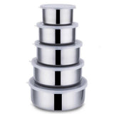 5pcs/set Sealed Crisper Stainless Steel Bowls Sealing Food Storage Box