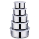 5pcs/set Sealed Crisper Stainless Steel Bowls Sealing Food Storage Box