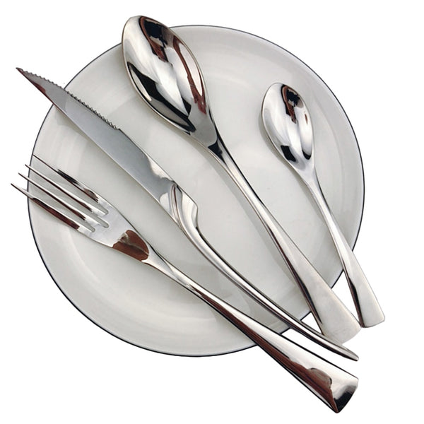 1624pcs/set Stainless Steel Cutlery Sets Mirror Dinnerware Silver Flatware Plated Tableware
