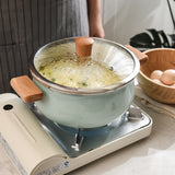 Japanese porcelain enamel thickening soup rice pot large household gas electromagnetic furnace stew pan saucepan glass lid